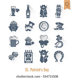 Saint Patricks Day Isolated Icon Set. Vector. Clean Work Minimum Points