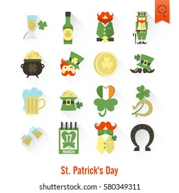 Saint Patricks Day Isolated Icon Set. Vector. Clean Work Minimum Points