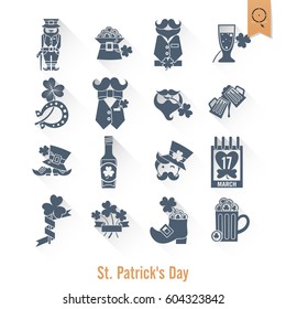 Saint Patricks Day Isolated Icon Set. Vector. Clean Work Minimum Points