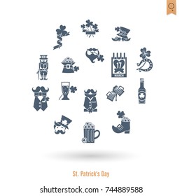 Saint Patricks Day Isolated Icon Set. Vector. Clean Work Minimum Points
