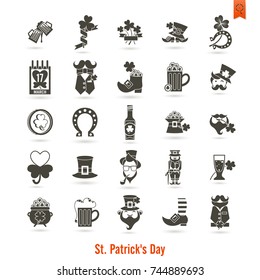 Saint Patricks Day Isolated Icon Set. Vector. Clean Work Minimum Points