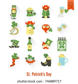 Saint Patricks Day Isolated Icon Set. Vector. Clean Work Minimum Points