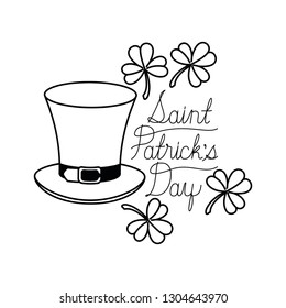 saint patrick`s day label with clover and elf hat icons