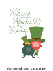 saint patricks day label with leprechaun character