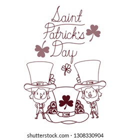 saint patricks day label with leprechauns character