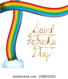 saint patricks day label with rainbow icons