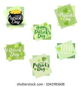 Saint Patricks Day Label Or Sticker Sets.