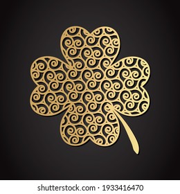 Saint Patricks Day laser cut design. Template for paper or machine cutting with shamrock. Vector illustration.