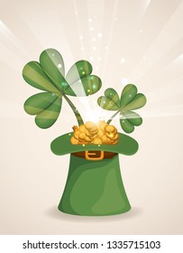 saint patricks day with lemprechaun hat and clovers