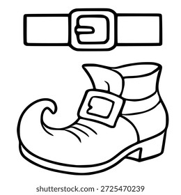 Saint Patrick's Day Leprechaun Boot and Belt Buckle vector illustration