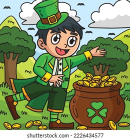 Saint Patricks Day Leprechaun Boy Colored Cartoon