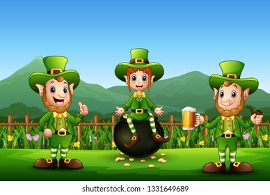 Saint Patrick's Day Leprechaun celebrate on the nature