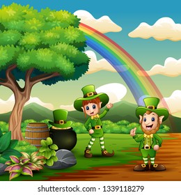 Saint Patricks Day Leprechaun celebrate on the nature