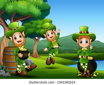 Saint Patricks Day Leprechaun celebrate on the nature