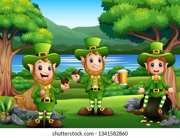 Saint Patricks Day Leprechaun celebrate on the nature