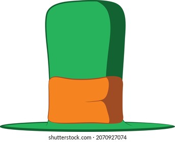 Saint Patricks Day leprechaun character. Leprechaun green tall hat isolated on white background.