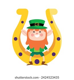 saint patricks day leprechaun and horseshoe illustration