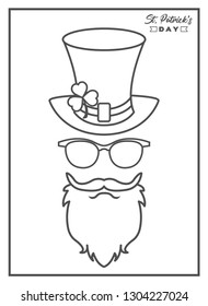 Saint Patrick's Day Leprechaun in Thin Line Style