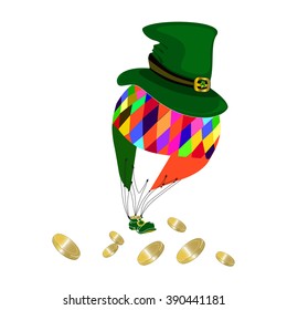 Saint Patrick's Day, leprechaun's hat and shoes, Irish flag, colored baloon