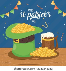 saint patricks day lettering card with tophat