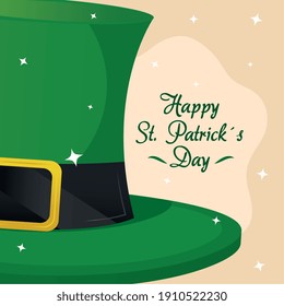 saint patricks day lettering with leprecahun tophat vector illustration design