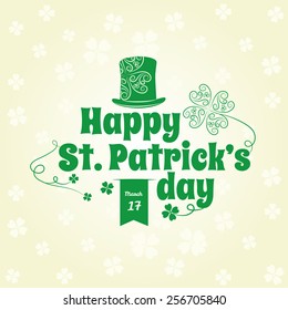 Saint Patrick's Day lettering on a patterned background. Vector illustration. Editable.