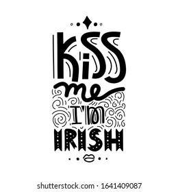 Saint Patrick's Day lettering text isolated on white. Vector holiday design element for greeting and celebrating products.