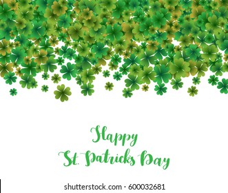 Saint Patrick's Day lettering typography with green leaf clover.