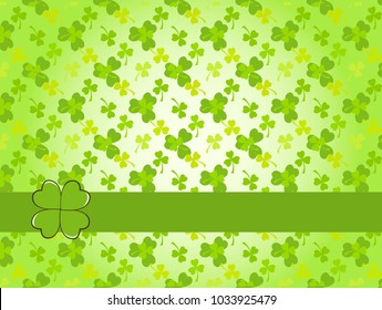 Saint Patrick's Day light green vector frame with clover shamrock leaves pattern. Irish festival celebration greeting card design background. Nature floral spring backdrop.