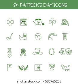 Saint Patrick's Day line icons stock vector illustration