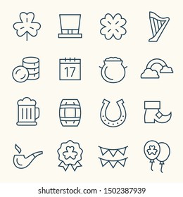 Saint Patrick's Day line vector icon set