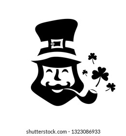 Saint Patrick's Day logo. Leprechaun. Trifolium clover. Vector illustration.