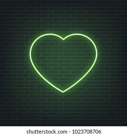 Saint Patrick's Day. Neon glowing sign of Patrick's heart. Saint Patrick neon set