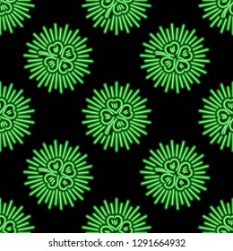 Saint Patrick's Day Neon pattern. Vector Illustration.
