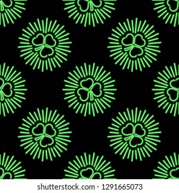 Saint Patricks Day Neon pattern. Vector Illustration.