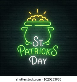 Saint Patrick's Day neon sign, bright signboard, light banner. St. Patrick's Day  logo, emblem and label