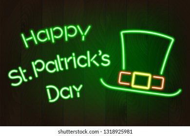 Saint Patrick's Day neon sign, light banner.