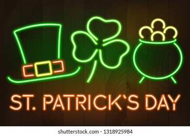 Saint Patrick's Day neon sign, light banner.
