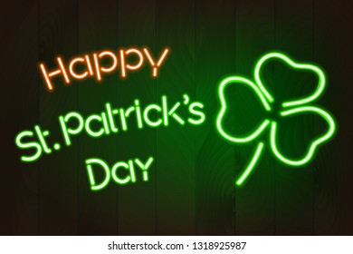 Saint Patrick's Day neon sign, light banner.