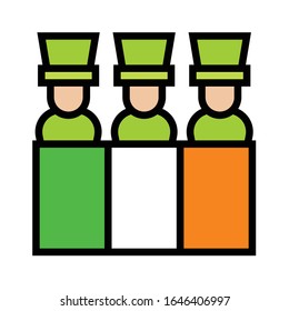 Saint patrick's day parade with Flag of Ireland icon, vector illustration