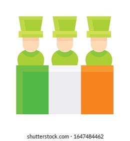 Desfile del día de San Patrick con icono de la bandera de Irlanda, ilustración vectorial