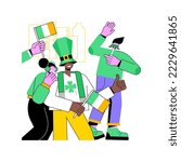Saint Patricks Day parade isolated cartoon vector illustrations. Happy people at Saint Patricks parade, Irish holiday, cultural tradition, friends having fun, clover symbol vector cartoon.