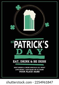 saint Patrick's day party flyer poster social media post template design