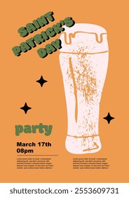 Saint Patrick's Day party flyer, irish green ale, beer. Set of vector illustrations. Flat design. Typography. Background for a poster, t-shirt or banner.