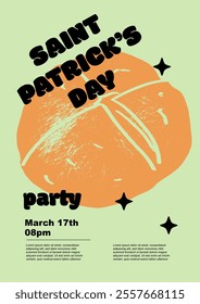 Saint Patrick's Day party flyer, Irish bread. Set of vector illustrations. Flat design. Typography. Background for a poster, t-shirt or banner.	