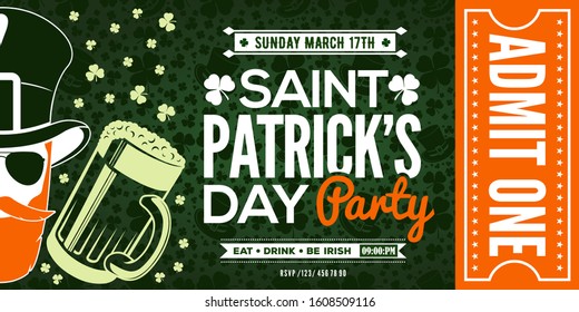 Saint Patrick's Day party invitation design template. Vector illustration