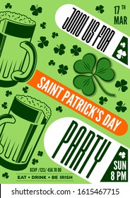 Saint Patrick's Day party poster design template. 