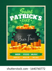 Saint Patrick's Day party poster design. Nightclub invitation. Patricks Day flyer, brochure, holiday invitation, corporate celebration Vector illustration