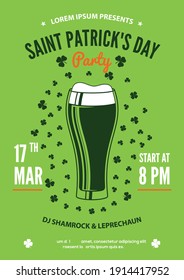 Saint Patrick's Day party poster design template. Vector illustration