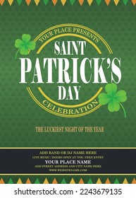 saint Patrick's  day party poster flyer social media post design